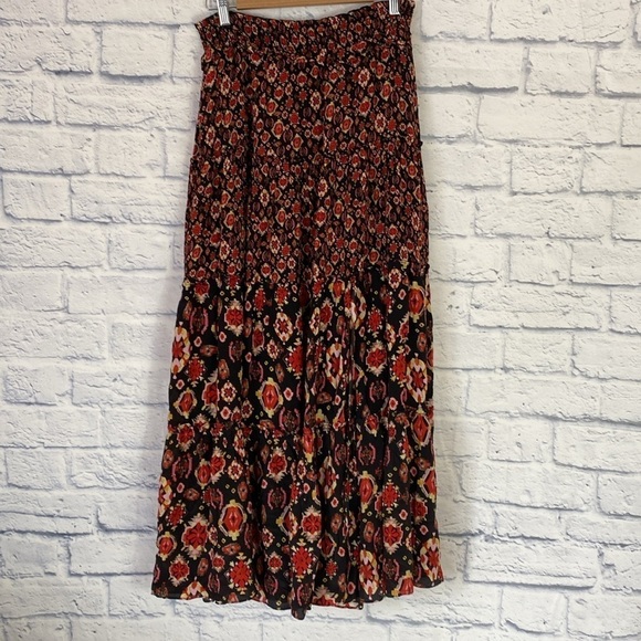 Gilner Farrar Andra stained glass print side slit maxi skirt medium - Picture 2 of 8